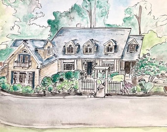 Home Portrait Painting, Custom House Portrait, Housewarming Gift, Watercolor House Painting
