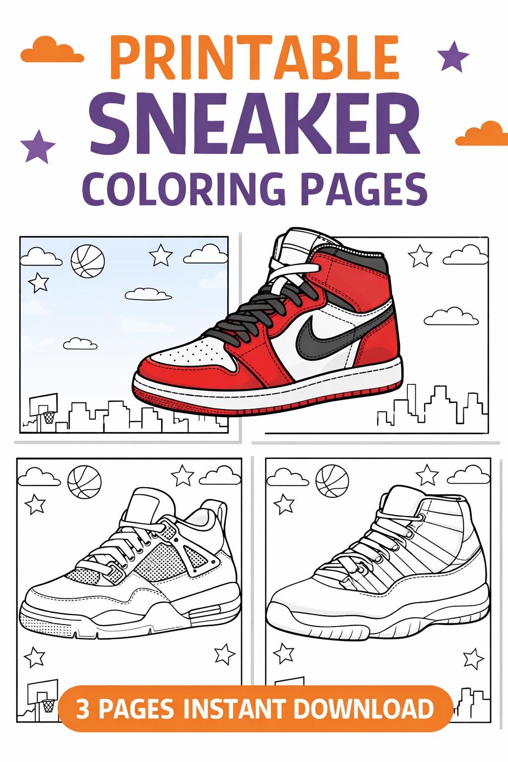 Sneaker Coloring Page Bundle - Etsy