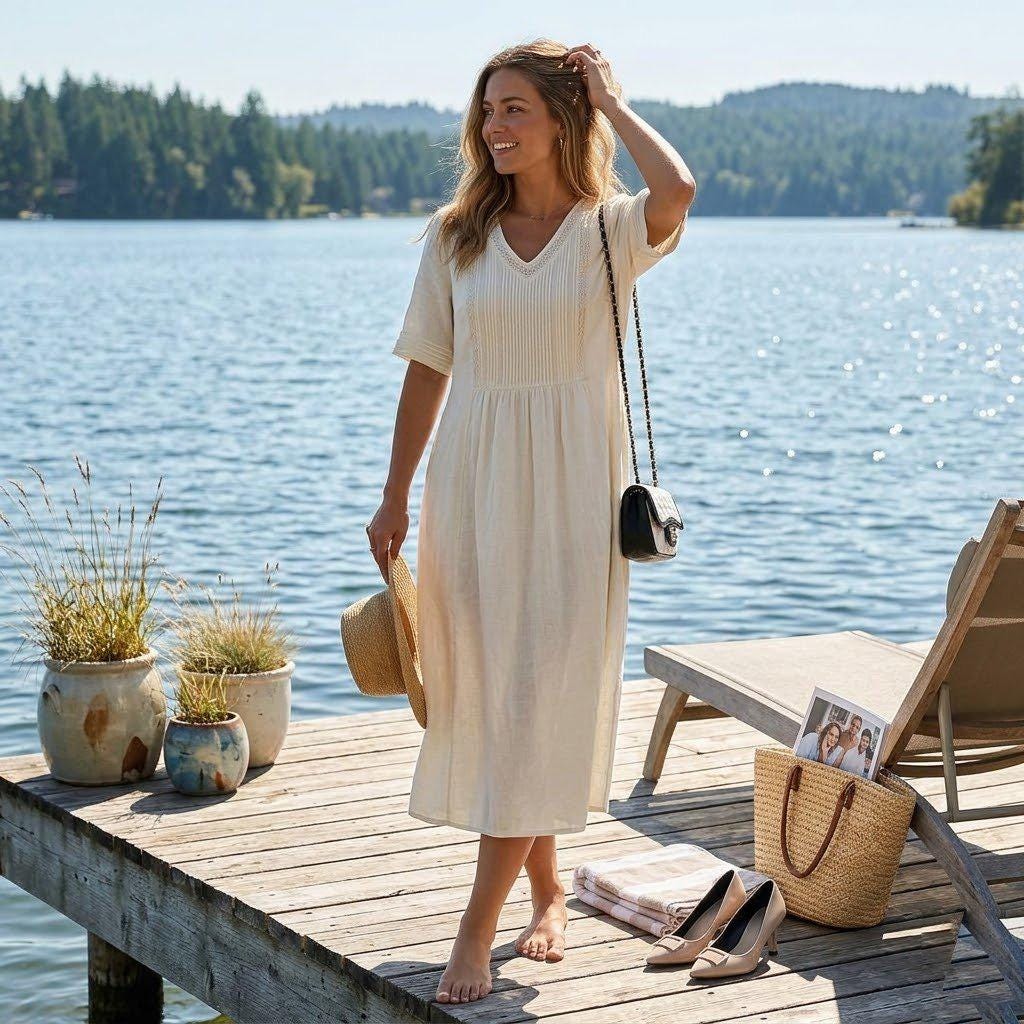 chinese dress ladies Ivory Embroidered Midi Dress - All Dresses