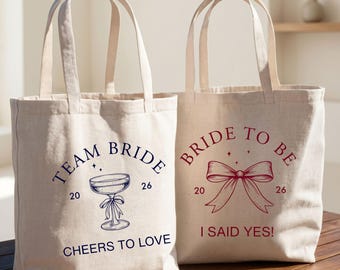 Bridesmaid Tote Bag, Bride To Be Gift Bag, Bridal Party Tote Bags, Personalized Bachelorette Bag, Bridesmaid Favors, Bride Gift
