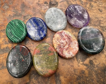 Natural Crystal Worry Stone Smooth Thumb Stone for Relaxation Pocket Comfort Stone Hand Polished Meditation Gift