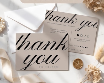 Modello Canva modificabile per biglietto di ringraziamento aziendale di lusso, design per biglietto sconto stampabile da inserire nella confezione, biglietto da inserire nella confezione per il cliente
