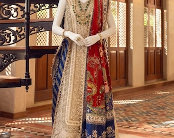 Pakistańska skromna ślubna lehenga | Luksusowy haftowany strój formalny w stylu Azji Południowej