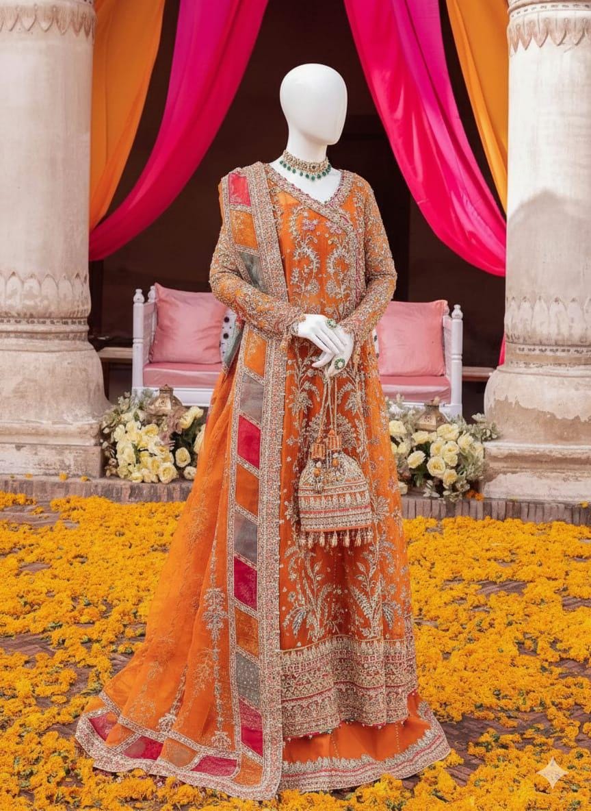 green and orange mehndi dress Green Satin Prom Dress with Pocket, Slit & String Back main image 1