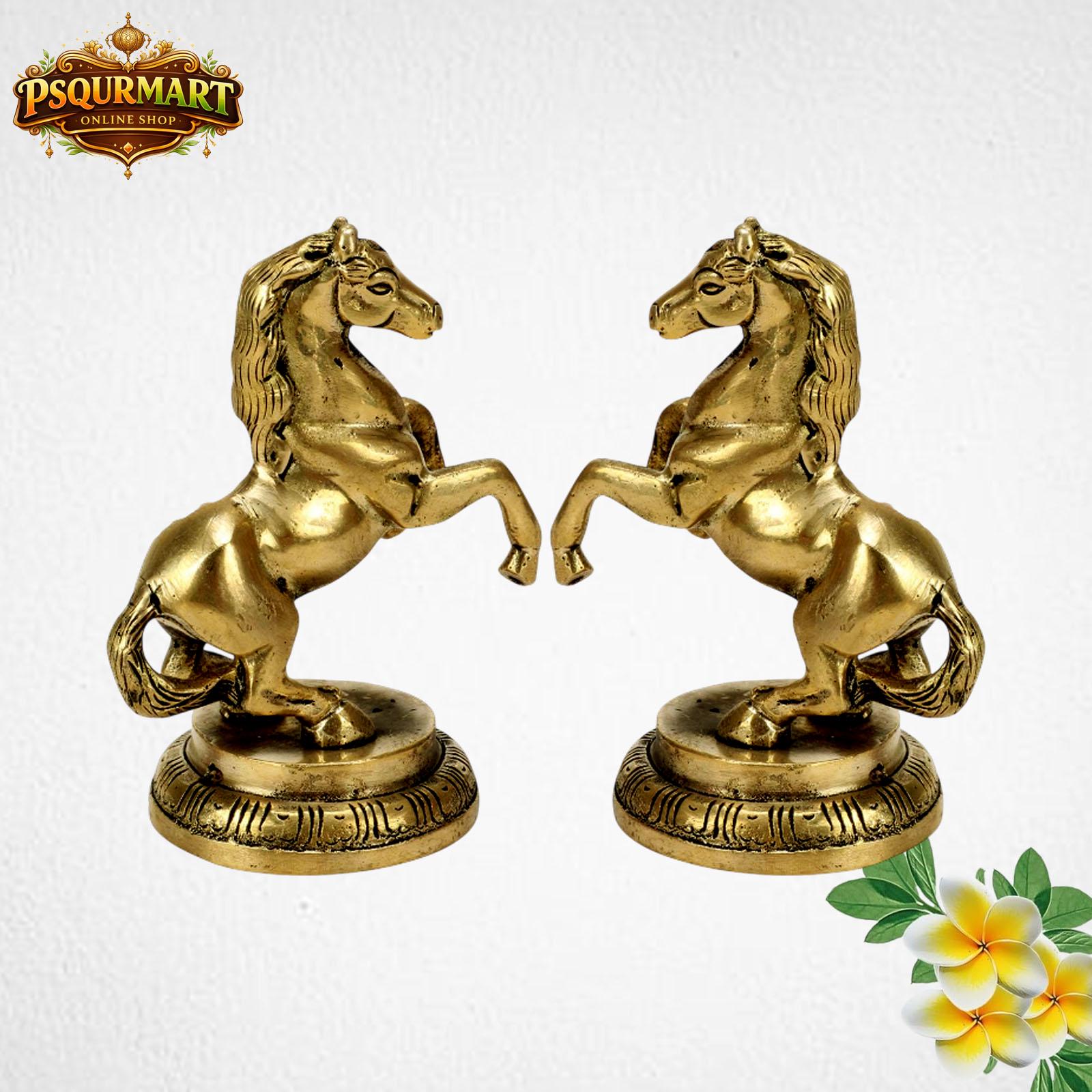Statua Cavallo In Resina Oro – Decorazione Da Tavolo Con Simboli Di Prosperità – 22.8x24.5 Cm, Regalo Per Capodanno E Inaugurazioni