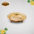 Pure Brass Pooja Chowki, 5 Inch Round Engraved Altar Platform for Idols