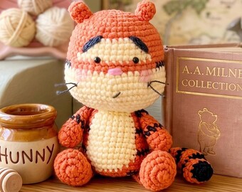 Tiger Häkelanleitung, Amigurumi PDF, Winnie the Pooh Tigger inspirierte Stofftier Häkelanleitung, Medium Level DIY Häkelanleitung