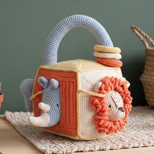 Safari Activity Cube Crochet Pattern, Amigurumi Baby Sensory Toy, Educational Jungle Animal Play Block, DIY Toddler Busy Box PDF Tutorial