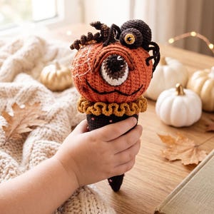 Creepy Cute Pumpkin Ice Cream Crochet Pattern, Halloween Amigurumi PDF, Gothic Spider Crochet Tutorial, Spooky Food Toy DIY, Weird Decor