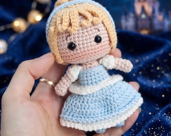 Chibi Cinderella Häkelanleitung, Amigurumi Prinzessin Doll PDF, Fairytale Girl Anleitung, Anleitung für kleine Puppen, Princess Toy Pattern