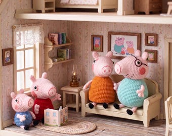 11-in-1 Crochet Pattern Bundle: Peppe Pig Family and Friends Amigurumi Set, PDF Digital Download, Step-by-Step Animal Doll Tutorial