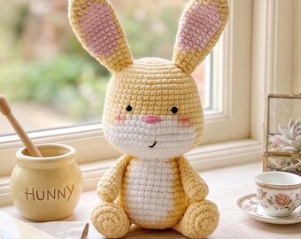 Häkelanleitung, Winnie Pooh Kaninchen Amigurumi PDF, Gelbe Häkelanleitung, Amigurumi Häkelanleitung für Fortgeschrittene, Muster für Kuscheltiere