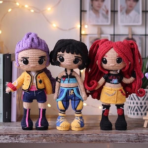 KPop Idol Crochet Pattern Bundle 3-in-1. Mira, Zoe & Rumi Kang Amigurumi Doll PDF. Anime Girl Group Star Fan Merch. Advanced Wire Crochet