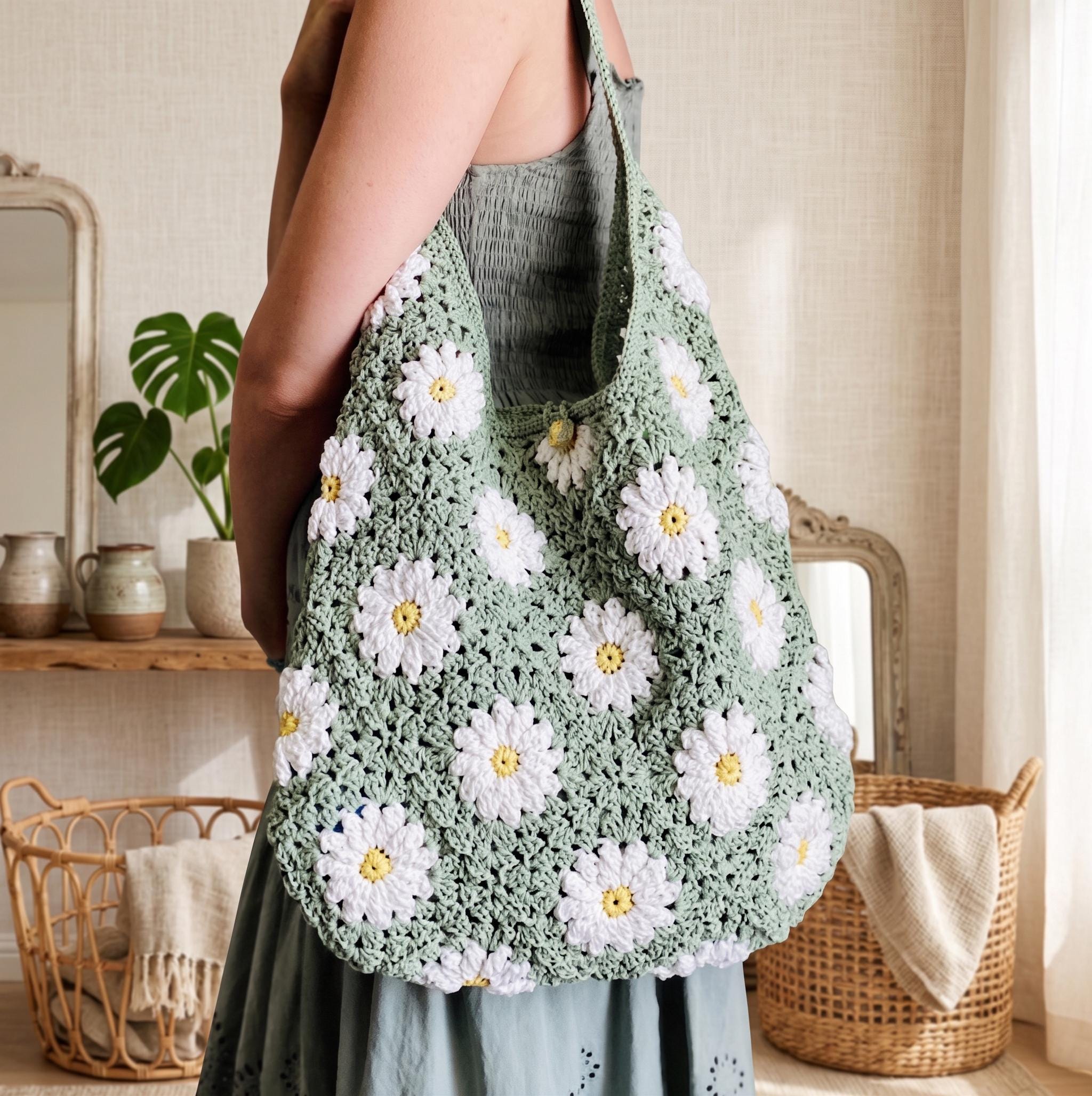 Daisy crochet bag - Etsy 日本