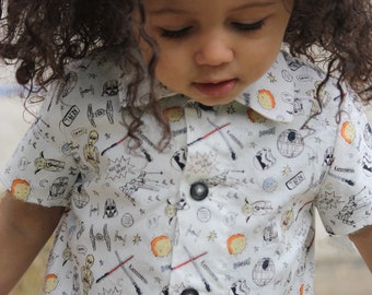 Star Wars Button Up Shirt / Toddler button down shirt/ boy short sleeve button up shirt /