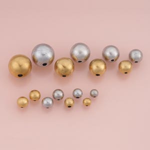 Perline distanziatrici in oro 18 carati, perline rotonde spazzolate in oro e argento, perline sferiche in metallo testurizzate, forniture per la creazione di gioielli fai da te