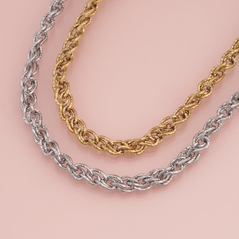 18K Gold Stainless Steel Twisted Rope Chain, Waterproof Non Tarnish ...