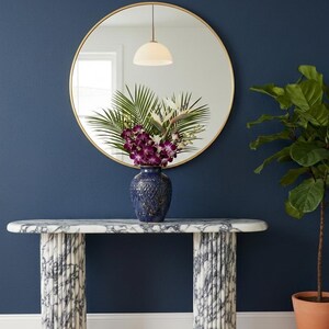 Consola de lujo de mármol Calacatta Viola / Mesa auxiliar moderna para recibidor / Regalo personalizado / Muebles de piedra hechos a mano / Regalo para papá