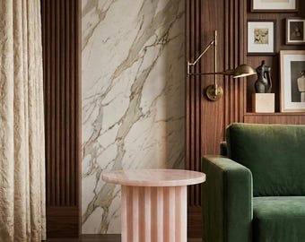 Pink Onyx Side Table | Natural Stone Accent Table | Luxurious Design | Coffee Table | Side Table | Gift for dad | Personalized Room Decor