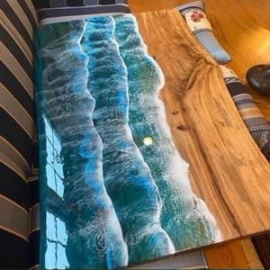 Ocean Waves Epoxy Resin Dining Table | Epoxy Counter Top | Resin Coffee Table | Dining Table | Personalized Room Decor | Gift for dad