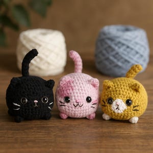 Loaf Cat Häkelanleitungen-Set | 3-in-1 Amigurumi Kitty PDF | Kawaii Plüsch Katze Muster Bundle | Anfänger-Amigurumi-Tutorial