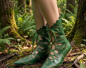 Zapatos de fantasía élfica medieval para cosplay, ideales para LARP, disfraces de elfos y disfraces de elfos del bosque.