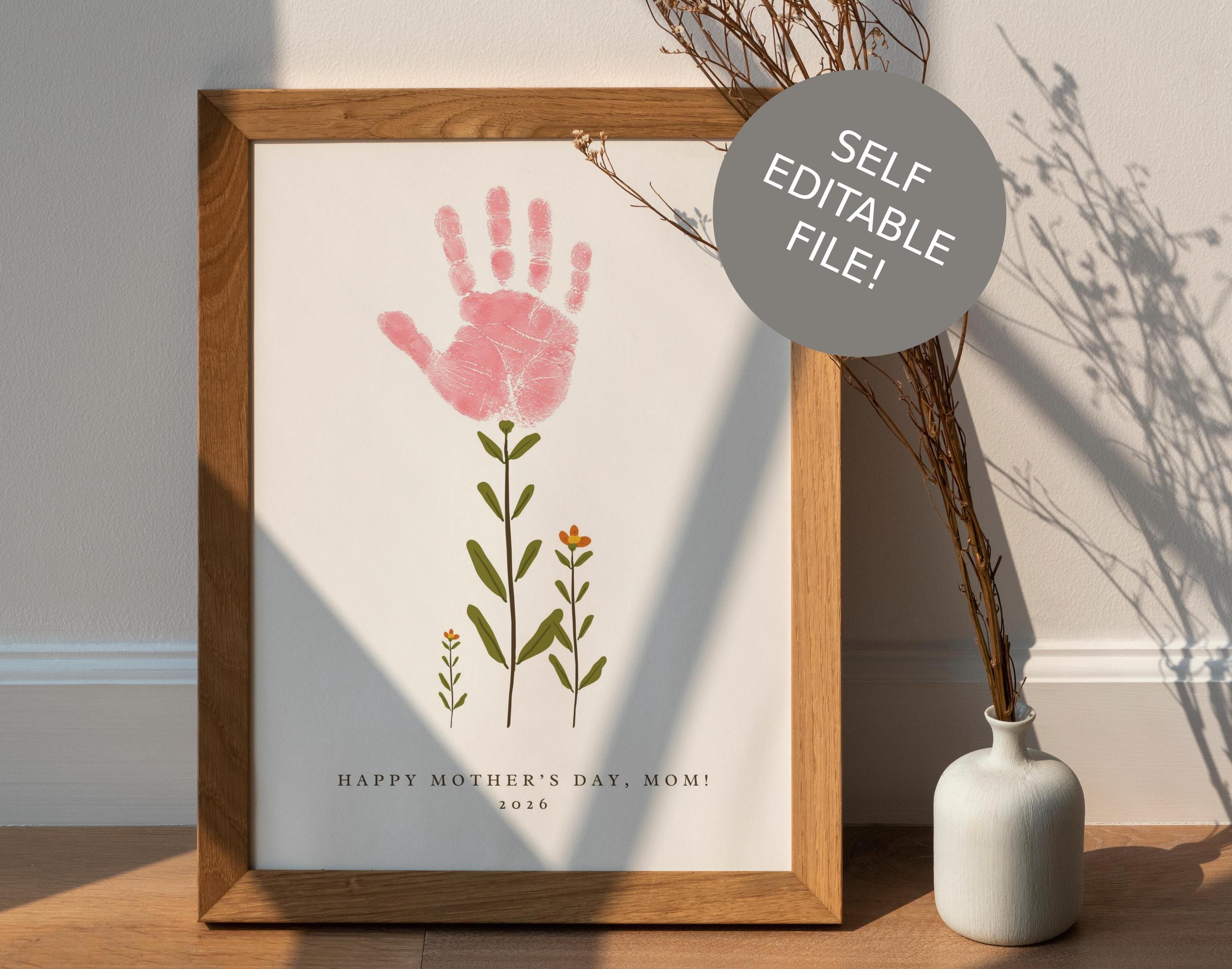 Kids Handprint Flower Art, Mother's Day Keepsake, Printable Craft ...
