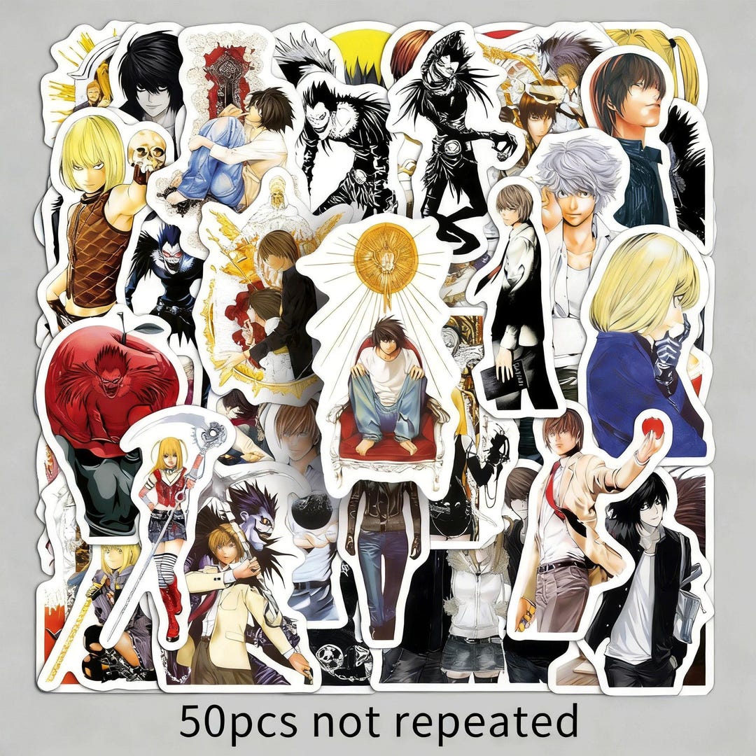50pcs Death Note Stickers Pack, Anime Vinyl Decals for Laptop Water ...