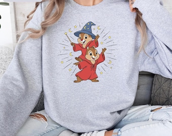 Disney Chip N Dale Costume Mickey Sorcerer Sweatshirt, Disney Trip Crewneck, Disneyland Family Matching Sweater, Disney 2026 Hoodie