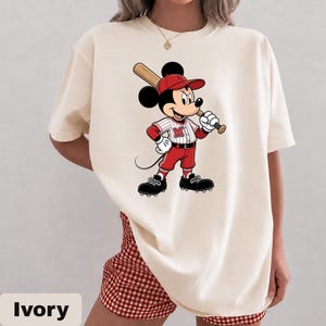 Comfort Colors Disney Mickey Mouse Baseball T-Shirt, Vintage Mickey Sports Tee, Retro Disney Game Day Shirt, Baseball Mom Top image 1