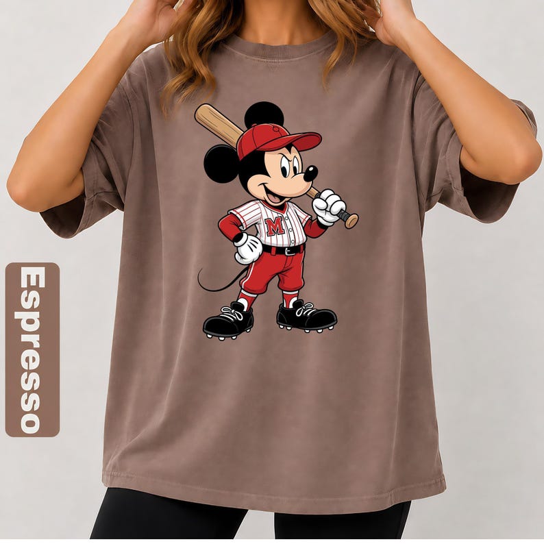 Comfort Colors Disney Mickey Mouse Baseball T-Shirt, Vintage Mickey Sports Tee, Retro Disney Game Day Shirt, Baseball Mom Top image 2