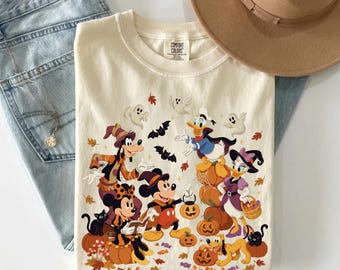Camiseta de Halloween de Mickey Mouse, camiseta de Halloween de Disney, camiseta gráfica vintage de Mickey y sus amigos, regalo de Disney World, camiseta de Halloween de Disney para niños pequeños