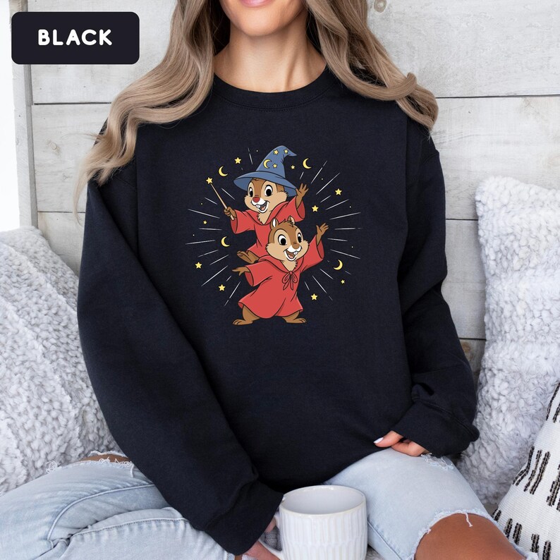 Disney Chip N Dale Costume Mickey Sorcerer Sweatshirt, Disney Trip Crewneck, Disneyland Family Matching Sweater, Disney 2026 Hoodie immagine 2