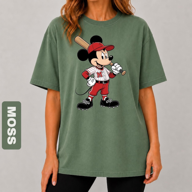 Comfort Colors Disney Mickey Mouse Baseball T-Shirt, Vintage Mickey Sports Tee, Retro Disney Game Day Shirt, Baseball Mom Top image 9