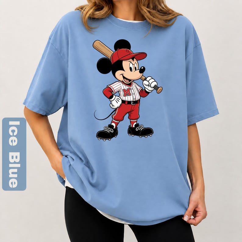 Comfort Colors Disney Mickey Mouse Baseball T-Shirt, Vintage Mickey Sports Tee, Retro Disney Game Day Shirt, Baseball Mom Top image 3