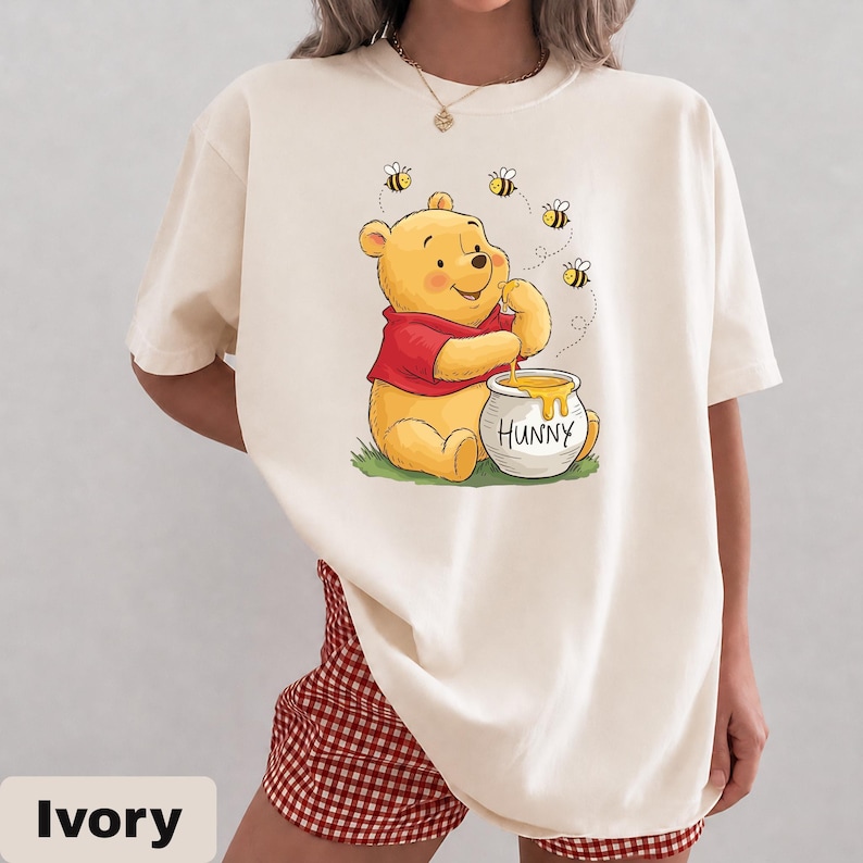 Comfort Colors Pooh Bear T-Shirt, Winnie The Pooh Shirt, Disney Trip Shirt, Pooh Bear Shirt, Eating Honey Shirts, Disneyland Shirt, Gift image 1