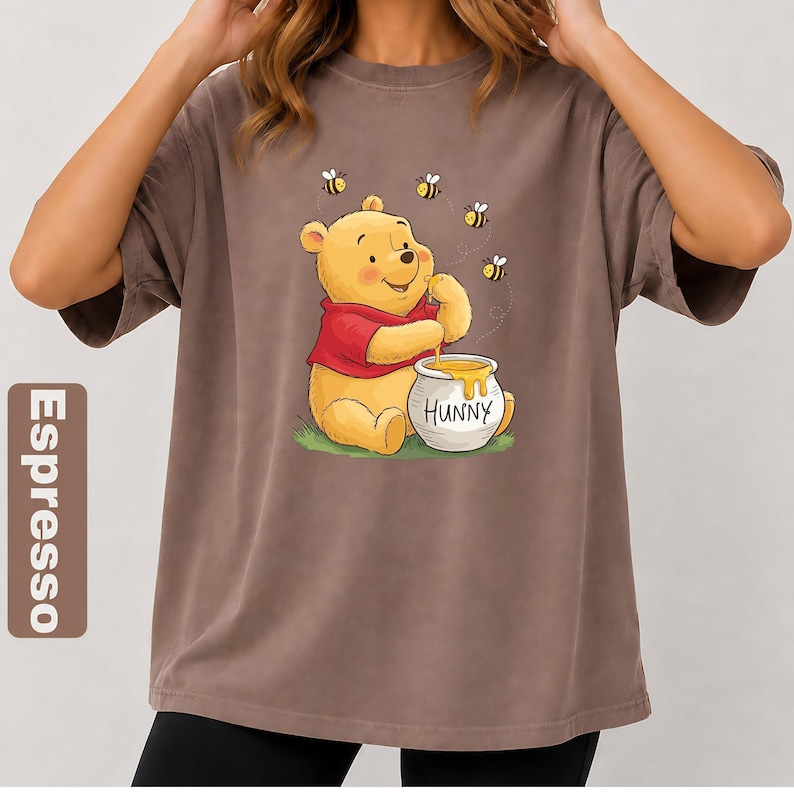 Comfort Colors Pooh Bear T-Shirt, Winnie The Pooh Shirt, Disney Trip Shirt, Pooh Bear Shirt, Eating Honey Shirts, Disneyland Shirt, Gift image 2