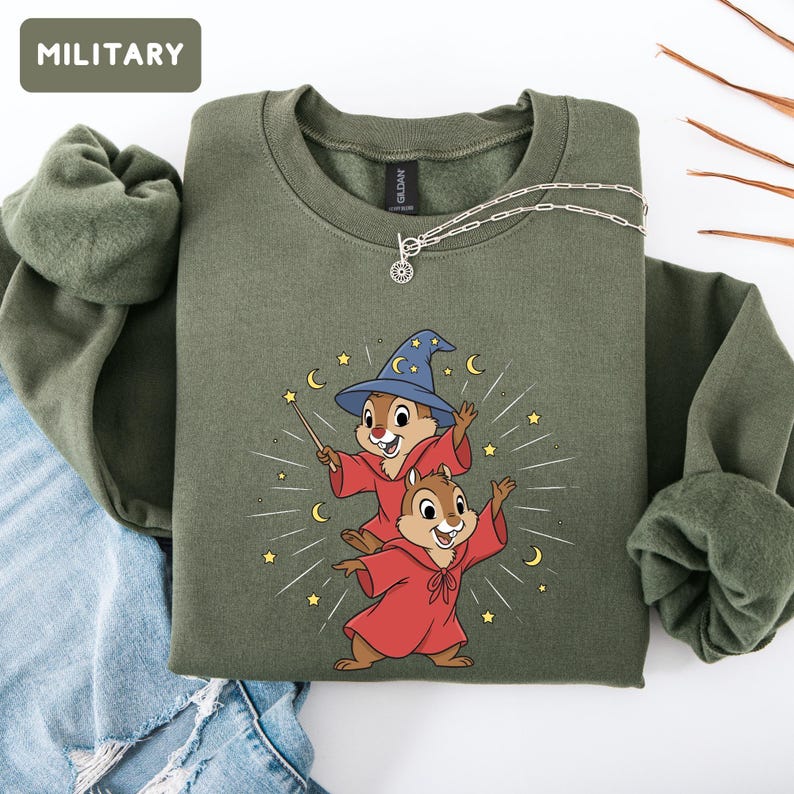 Disney Chip N Dale Costume Mickey Sorcerer Sweatshirt, Disney Trip Crewneck, Disneyland Family Matching Sweater, Disney 2026 Hoodie immagine 5