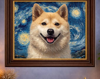 Rompecabezas Akita Inu Noche Estrellada - Regalo para amantes de los perros, Rompecabezas artístico, 120/252/500 piezas, Rompecabezas relajante, Arte de pared con animales