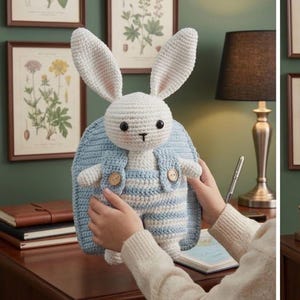 Crochet Bunny Backpack Pattern, Amigurumi Kids Bag (PDF Pattern)