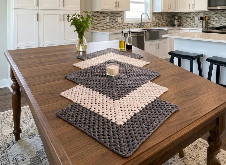 Modern Crochet Table Runner Pattern, Beginner Boho Zig Zag PDF - Etsy