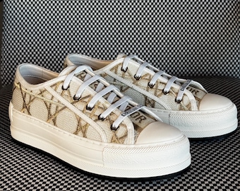Christian Dior Walk’n’Dior Sneakers – Gold Cannage Embroidery | Size 38