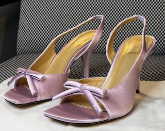 Christian Dior Satin Slingback Heels (Pink, Size 38)