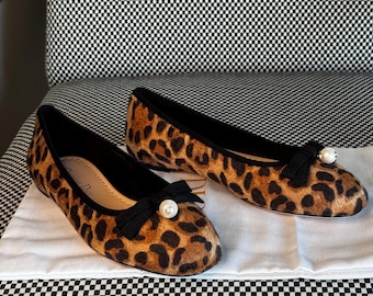Christian Dior Ballet Flats Ballerinas (Leopard Print, Size 38)
