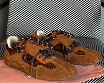 Miu Miu Suede & Pony Hair Sneakers – Brown / Leopard (EU 38)