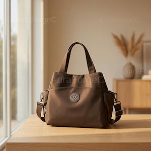 Urban Nylon Tote Bag | Water Resistant Multi Pocket Crossbody Purse | Lightweight Travel Satchel | Everyday Shoulder Handbag for Women