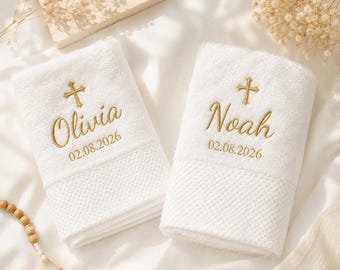 Personalized Baptism Towel, Embroidered Orthodox Cross Towel, Custom Christening Gift, Baby Baptism Keepsake, Religious Gift