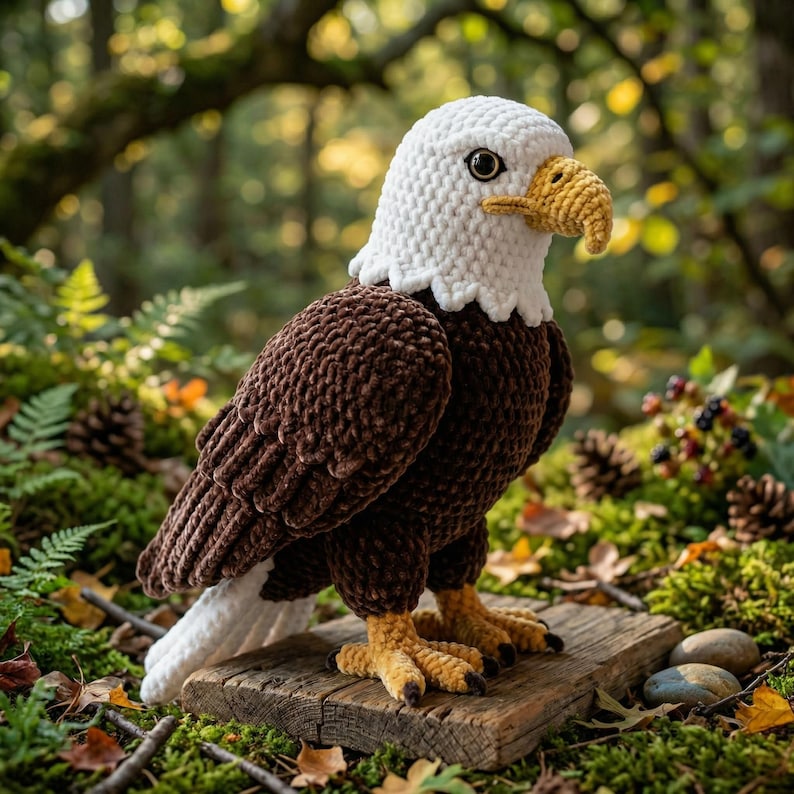 Realistyczny wzór szydełkowy na orła bielika w formacie PDF, zabawka amigurumi, dekoracja ze zwierzętami dzikimi (natychmiastowe pobranie) zdjęcie 6