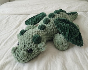 Wzór szydełkowy na wiotkiego smoka, wzór szydełkowy na śpiącego smoka, mikroamigurumi, szydełkowy pluszowy smok w kształcie wiotkiego smoka w formacie PDF | ORYGINALNY wzór