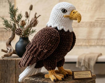 Realistic Bald Eagle Crochet Pattern PDF, Amigurumi Toy, Wildlife Animal Decor (Instant Download)